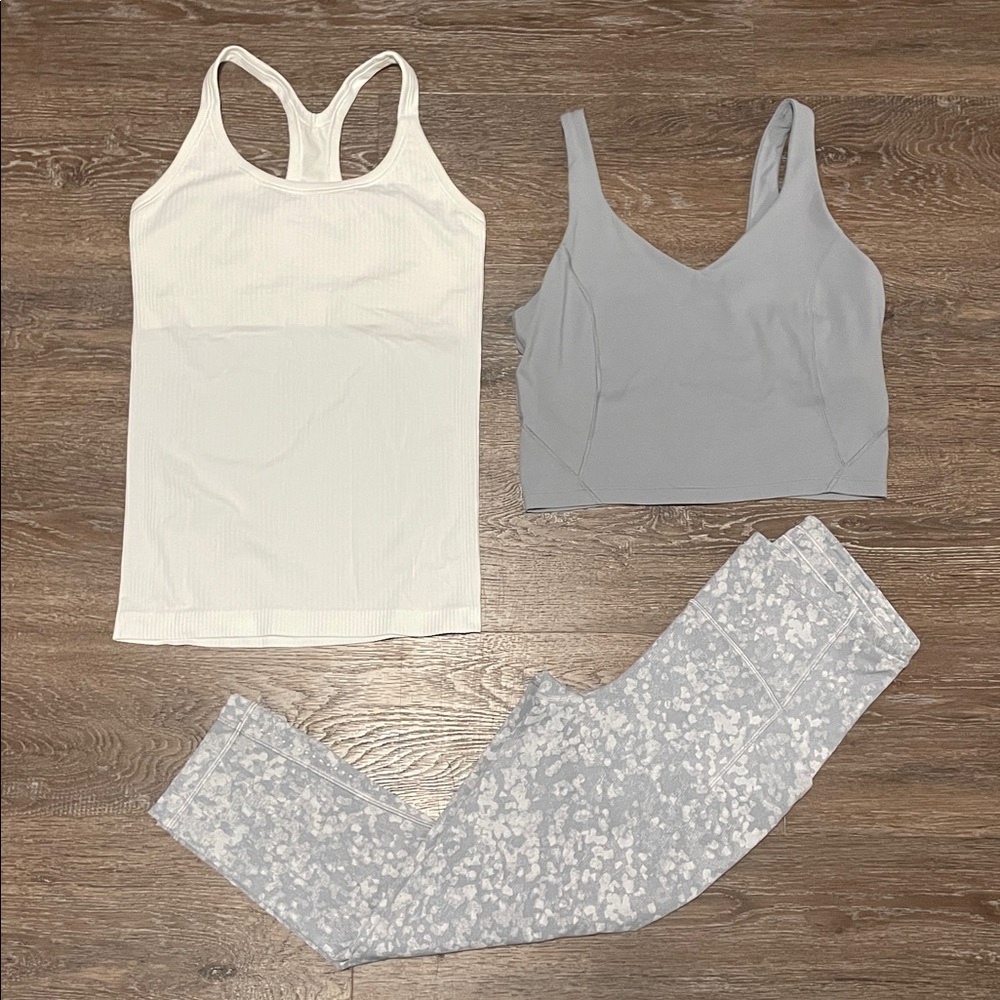 Like New Lululemon Matching White/Grey Bundle. Size 6